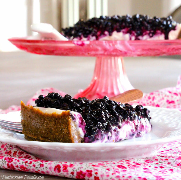 No-Bake Blueberry Bourbon Cheesecake Pie