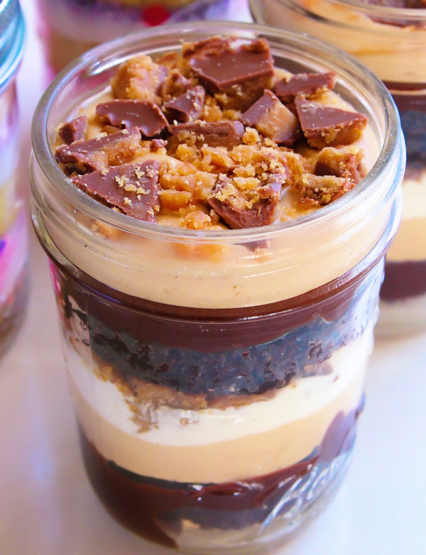 Chocolate peanut butter bourbon layer cake