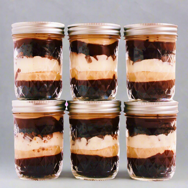 Bourbon Peanut Butter Cup Layer Cake Jars
