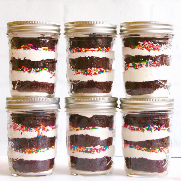 Hostess With the Mostess Layer Cake Jars with sprinkle option